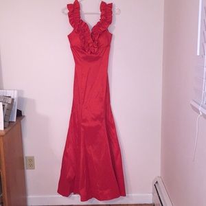 Ynes red mermaid style prom maxi dress